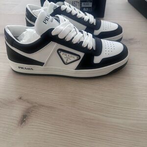 Prada Men's Black and White Leather Sneakers